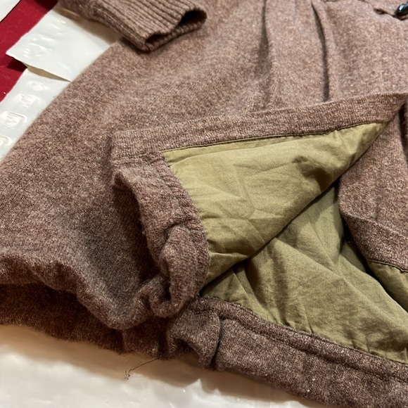 Free People brown Princess Toggle CableKnit Lambswool nylon Sweater Coat jacket - Picture 12 of 16